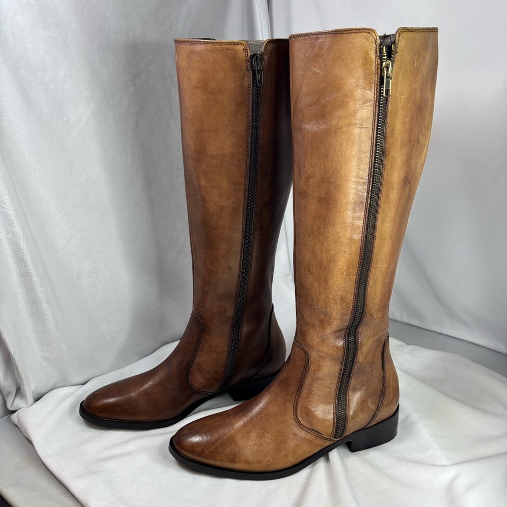 Garnet Hill Italian Leather Tall Rustic Congac Riding Boots - Women’s Size 7 EUC - Picture 4 of 12